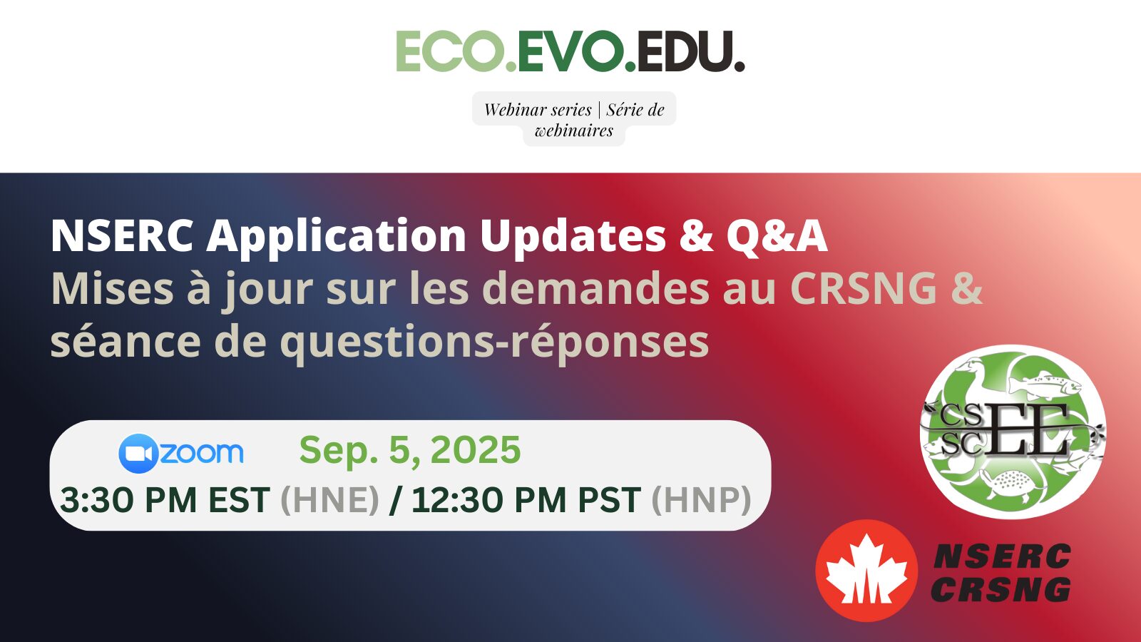 NSERC Application Updates and Q&A | mises à jour sur les demandes au CRSNG et séance de questions-réponses